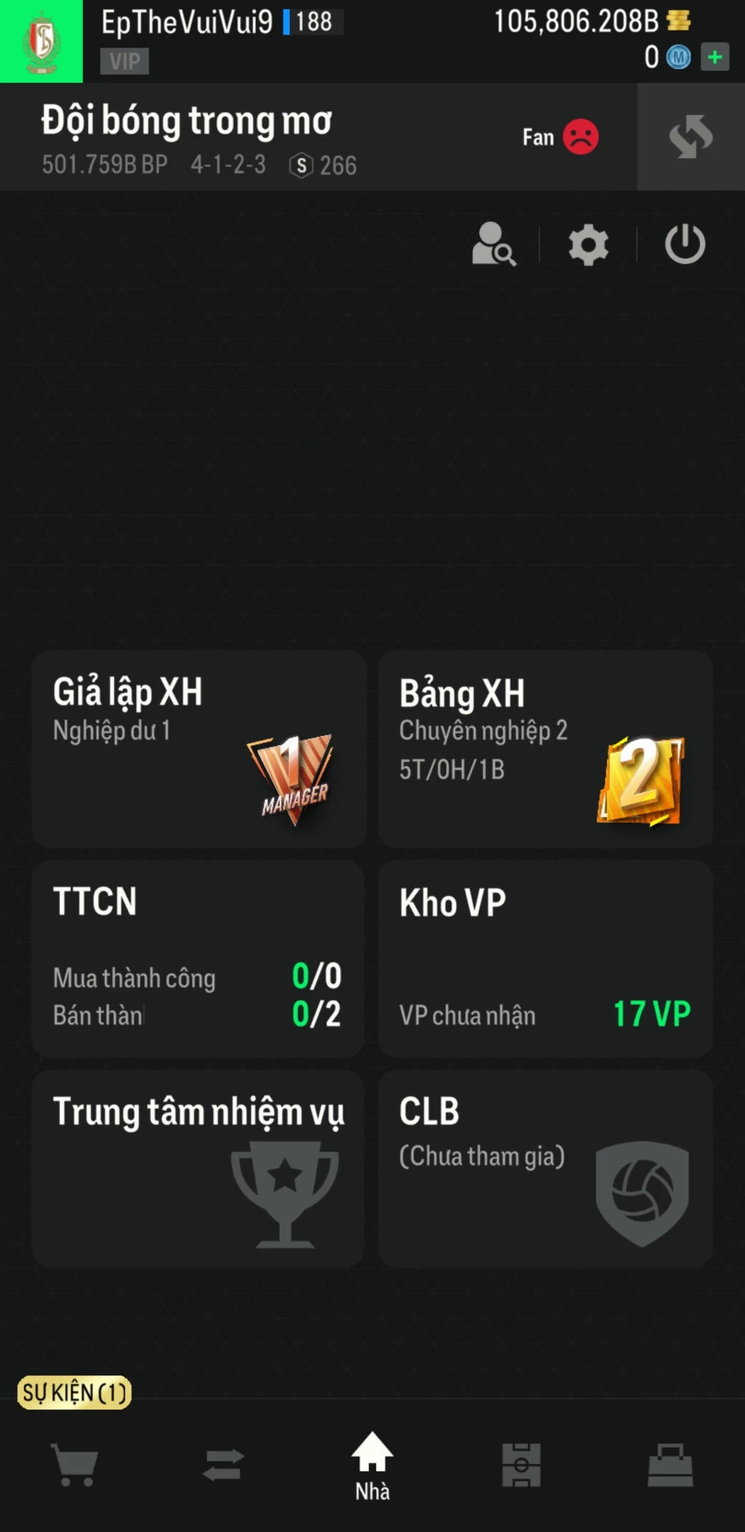 Ảnh ACC mở thẻ (LOẠI SVIP PROMAX) bao gồm có 01 thẻ +12, 03 thẻ PRIME (QH+, CP+, XS+) và hơn 1500+ đến 1600+ thẻ cầu thủ từ Siêu sao đến Miền núi các loại. Acc có sẵn BP trắng từ 90.000 tỷ BP đến 110.000 tỷ BP kèm theo nhiều ngày SVIP